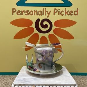 Corner Ruby Teacup and Saucer Set